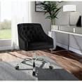 thumbnail image 2 of UrbanPro Velvet Swivel Adjustable Office Chair in Soft Black/Rich Chrome, 2 of 6
