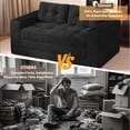 thumbnail image 6 of Corduroy Convertible Sleeper Sofa Bed, Loveseat Couch with Storage Pockets & Pillow for Small Spaces, No-Assembly Floor Sofa for Living Room Bedroom Apartment, Black, 6 of 9
