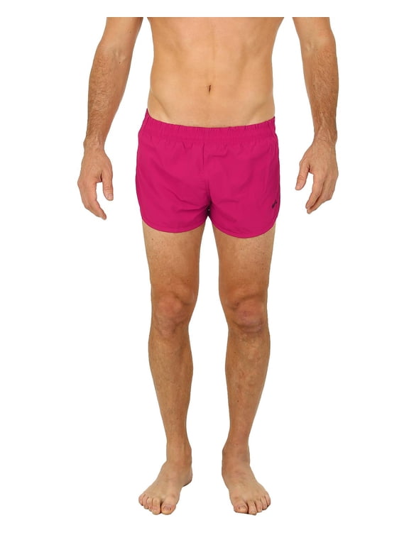 Mens Swim Trunks Nylon Boxer Shorts Running Shorts, Fuchsia, Size: 2X, Uzzi Active Wear