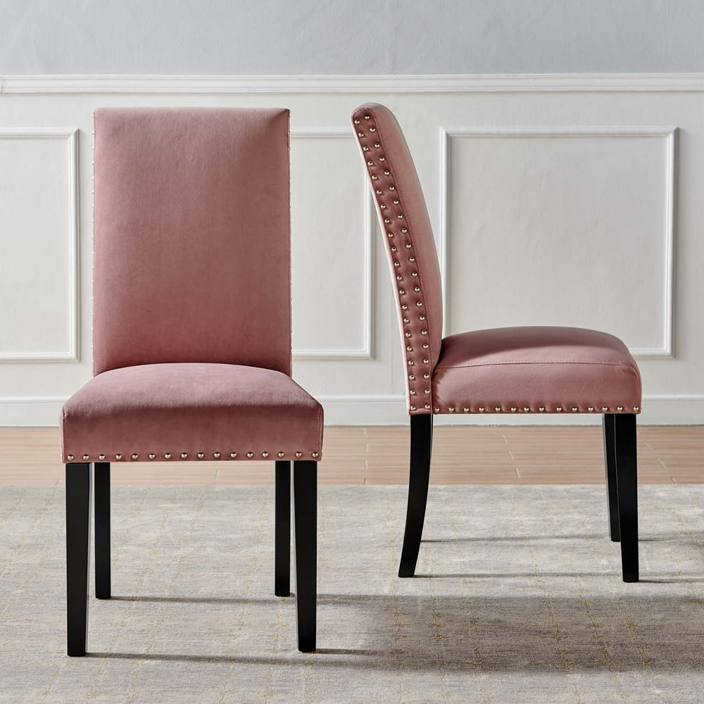 Parcel Performance Velvet Dining Side Chairs Set of 2 in Dusty Rose