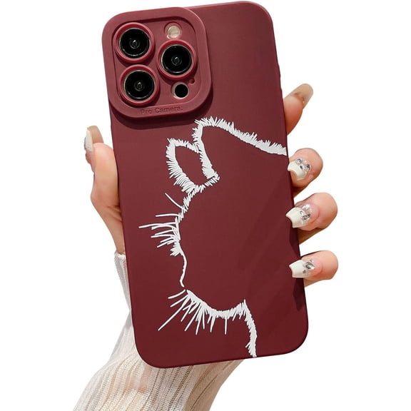 Compatible with iPhone 15 Pro Max, Cute Oil Painting Cat Case, Funny Cartoon Pattern Luminescence Design for Women Girls Soft TPU Shockproof Full Camera Lens Protective Back Cover-Red