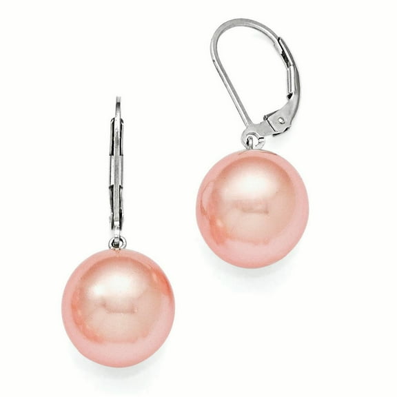 Majestik Round Pink Pearl Leverback Earrings