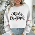 thumbnail image 4 of Guzom Womens White Christmas Crop Top Sweatshirt - Merry Christmas Light Print, Long Sleeve Crew Neck, 100% Polyester, S-XL,Size L, 4 of 5