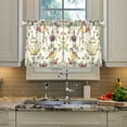 thumbnail image 2 of Yayeee Kitchen Curtains Tier Pair Light Filtering 27"x36" Rod Pocket Short Cafe Window Panel, Purple Birds Teapots, 2 of 7