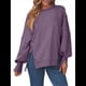 thumbnail image 2 of Sudaderas de Gran Tamaño para Mujer, Cuello Redondo, Larga, Informales, Holgadas, con Abertura, Otoño 2025 Púrpura S, 2 of 8