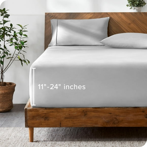 Bare Home Twin Extra Long Fitted Sheet - Extra Deep Pocket Fitted Sheet - Premium 1800 Microfiber - Ultra-Soft Wrinkle Free - Twin XL Deep Pocket Bottom Sheet (Twin XL - 11"" to 24"" Pocket, Cloud Gre