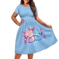 thumbnail image 3 of SCRAWLGOD Axolotl Dresses for Women Summer Plus Size S Dresses Midi Dresses for Women Casual Short Sleeve Loose Midi Dress Casual with Wide Neck for Vacations, 3 of 7