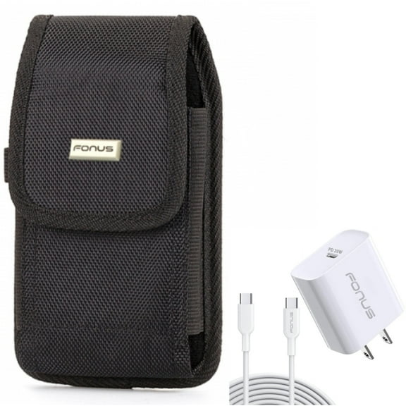 20W PD Home Charger & Case Belt Clip for Samsung Galaxy S24 Ultra/Plus - Fast Type-C 6ft Long Cable Quick Power, Swivel Holster Rugged Cover for Galaxy S24 Ultra/Plus