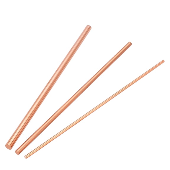 PH 7.9 Inch 3 Sizes Copper Rod Sticks Grounding Rod Kit Bare Copper for Metal Crafts DIY Projects Science Round Rods for Garden Fishtank