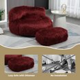 thumbnail image 3 of Bean Bag Sofa Chair, Cozy Floor Sofa with Ottoman, Bean Bag Chairs Accent Sofa Chair for Living Room Bedroom Apartment Gaming Reading Relaxing, Wine Red, 3 of 8