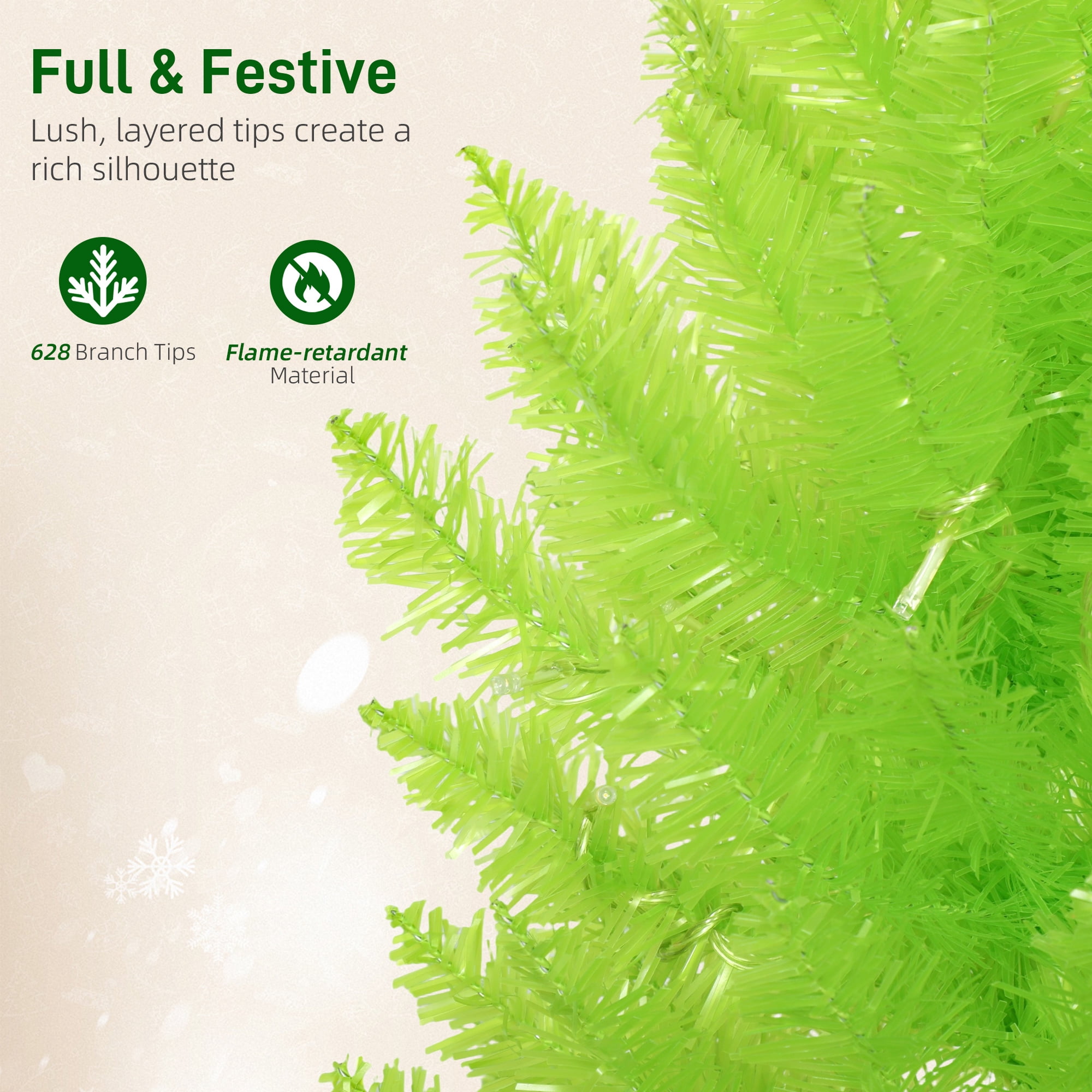 Astoutdoor 7 ft Whimsical Christmas Tree with 250 Warm White LEDs and 628 Tips