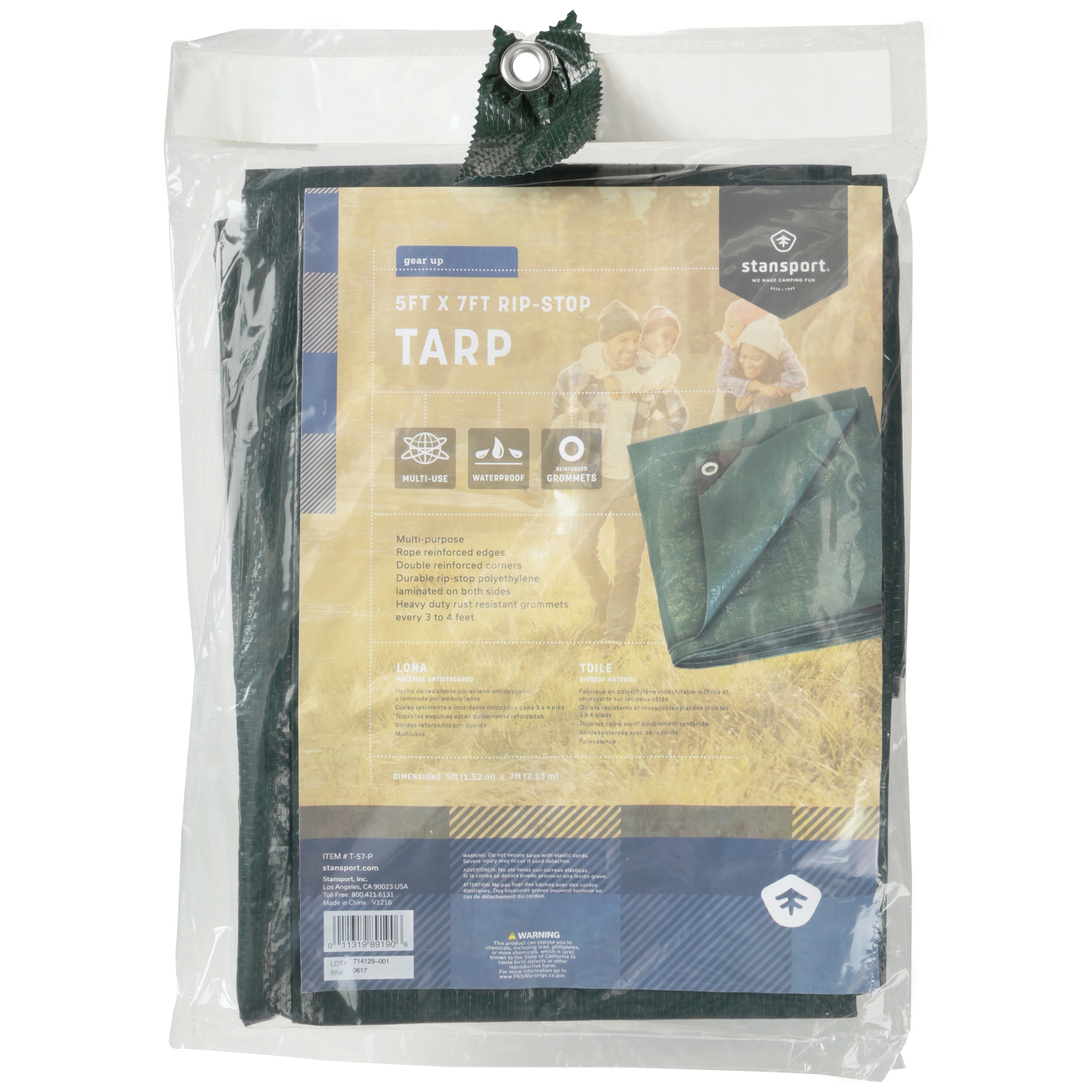 Stansport Rip Stop Tarp - 5' x 7' - Green - PDQ - image 2 of 4