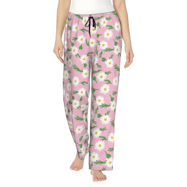 Fotbe Daisies Flowers Pantalones de Pijama para Mujer, Pantalones de Dormir, Pantalones Pj con Cordón y Bolsillos-X-Large