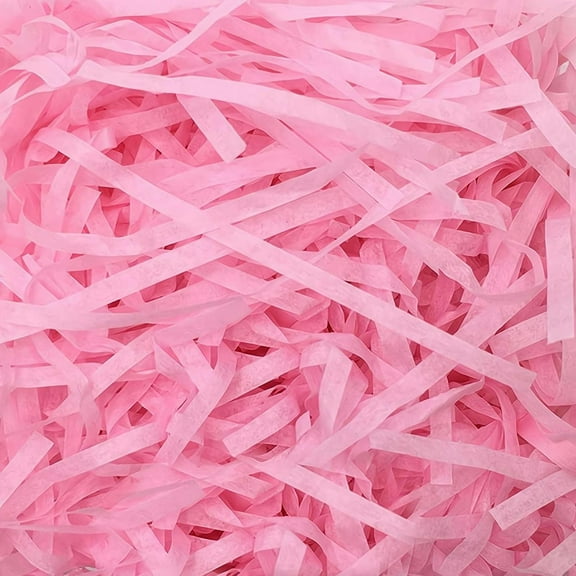 Easter Raffia Grass Paper Shred, Easter Cut Paper Shred Filler Recyclable Gift Wrap Confetti Raffia Grass Shred Paper for Gift Wrapping Basket and Gift Box Filling (Pink 50G)