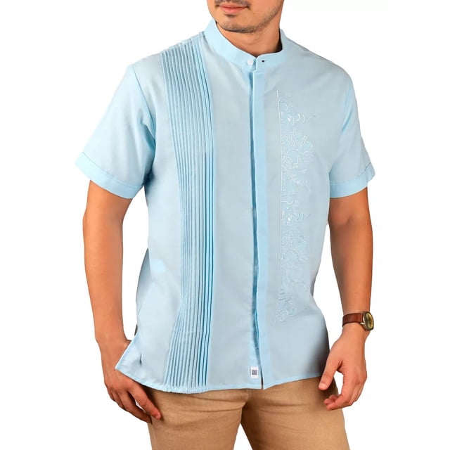 Camisa Guayabera Yucateca Lino Bordado Cuello Mao M Cuzama
