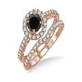 thumbnail image 2 of 1.5 Carat Black Diamond Antique Floral Halo Bridal set in 14k Rose Gold affordable sapphire and diamond engagement ring, 2 of 2