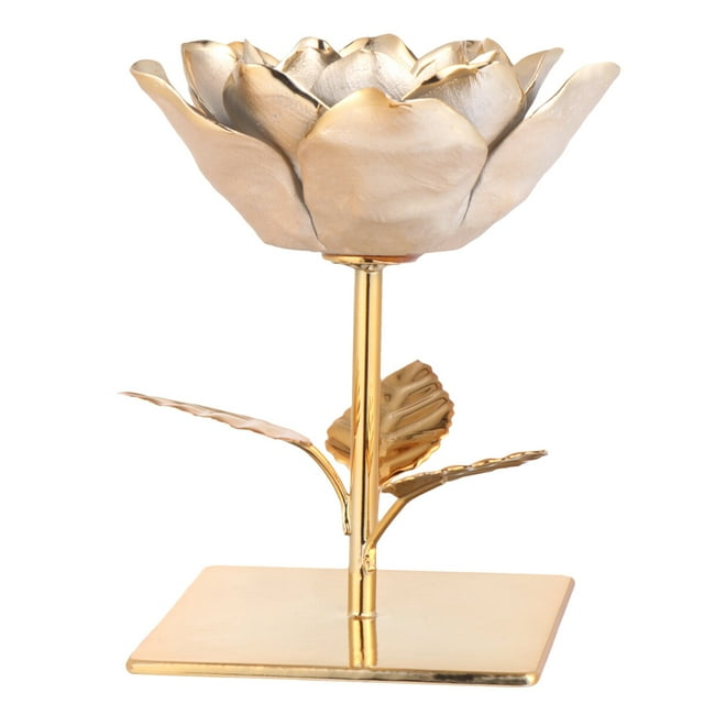 1 portavelas decorativo de hierro con forma de rosa, para escritorio (dorado).