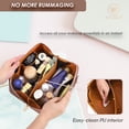 thumbnail image 4 of Travel Makeup Bag,2 in 1 Crossbody Cosmetic Zipper Pouch for Makeup Kit Organizer Bag with Handle&Strap,Brown, 4 of 7
