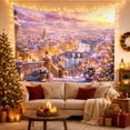 thumbnail image 3 of Snowy European City Glowing by a River and Stone Bridge, Romantic Vintage for Art Lovers, Scenic Landscape Wall Art, Christmas Gift, Tapestry Wall Hanging for Bedroom and Living Room, 3 of 7