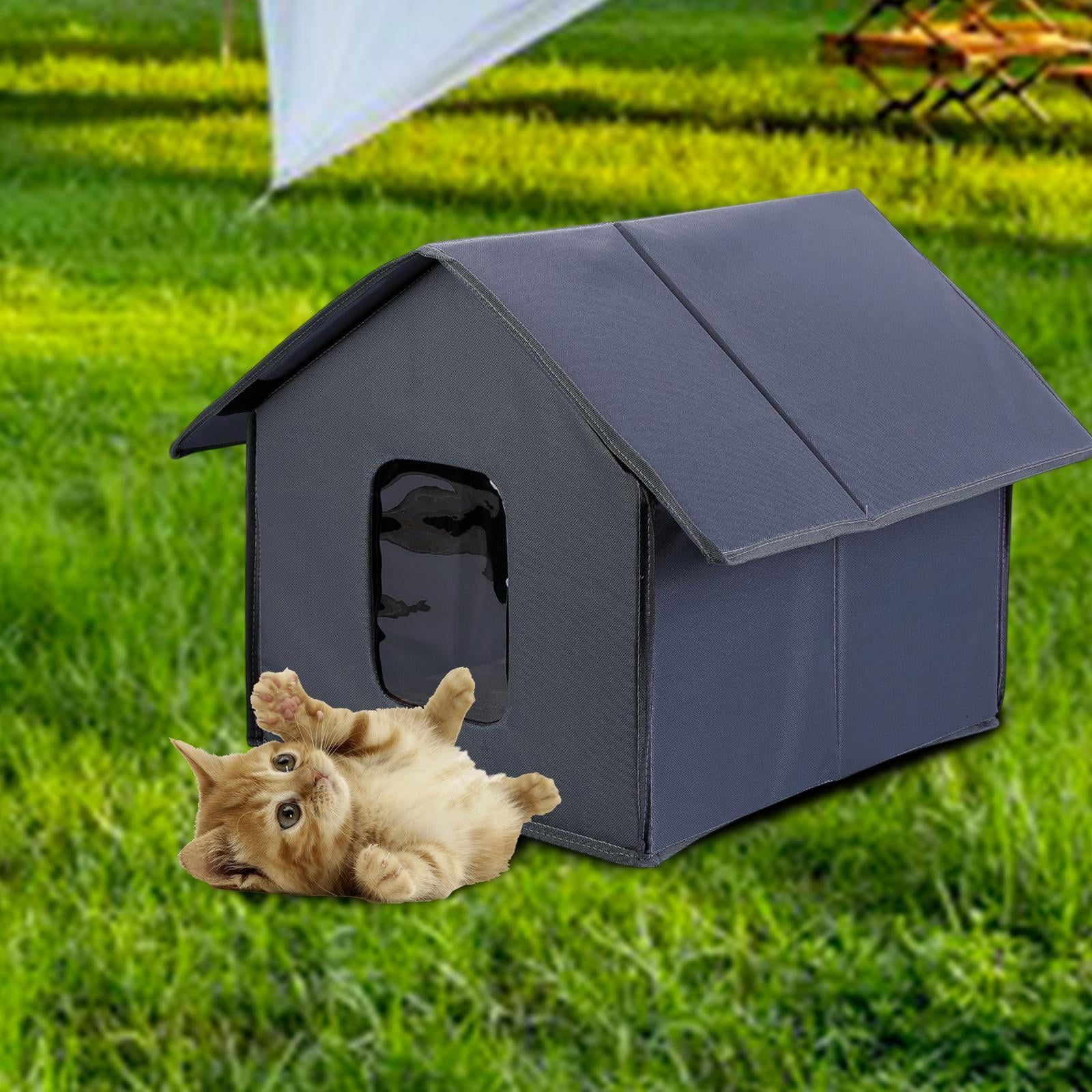 TOOYFUL Stray Cat Shelter Dog House Warm Dog Bed Outdoor Cat House for Puppy Dog Cat Gray Pointed Top