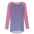 thumbnail image 3 of SHTXOZHI Women's Long Sleeve Tunic Tops Round Neck Striped Blouse Color Block Loose Shirts, 3 of 5