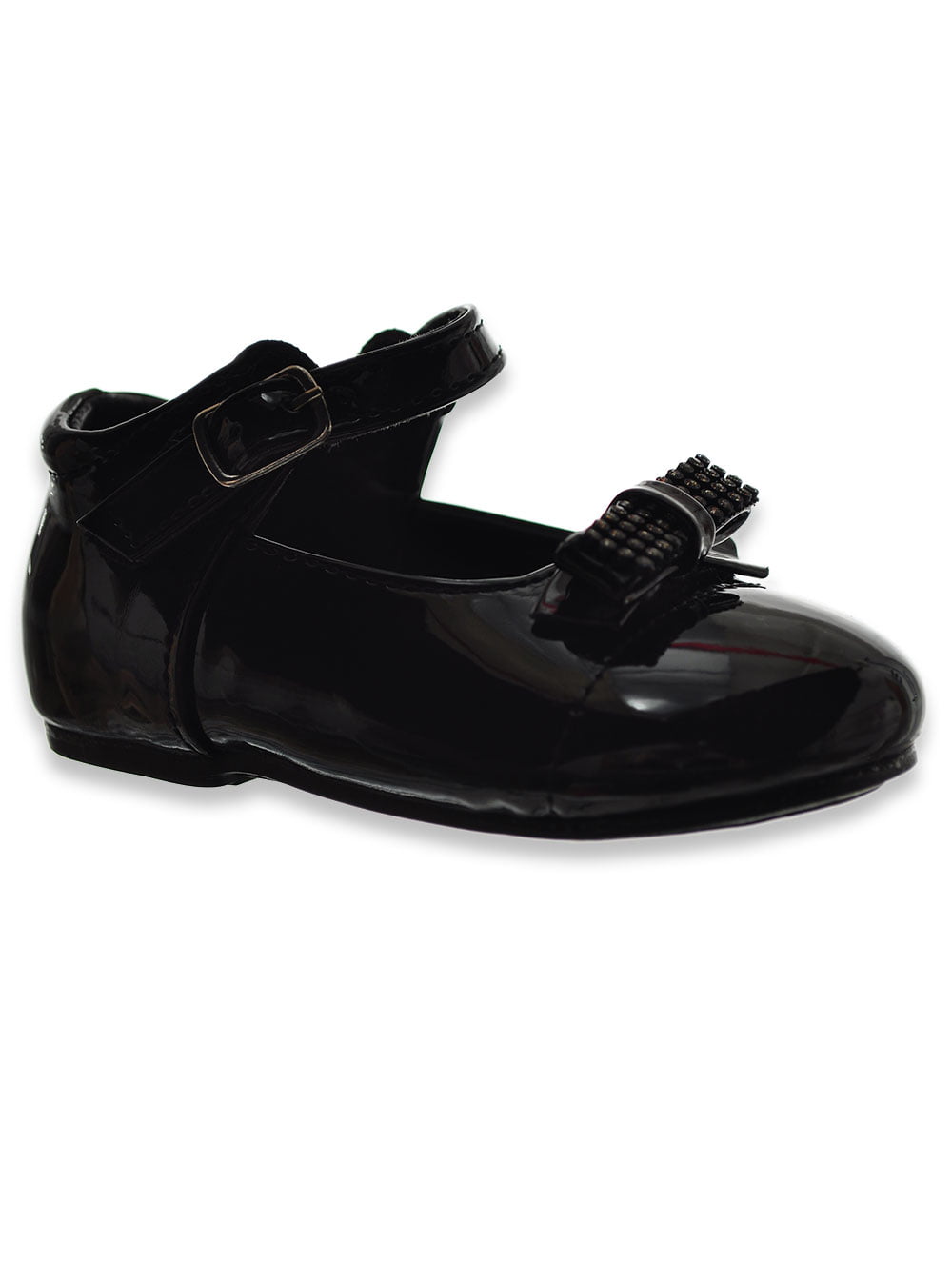 Angels New York 2242445 Girls Black Patent Dressy Mary Janes Rhinestone Shoes 
