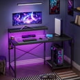 thumbnail image 4 of RSPGAME LED Gaming Desk with Monitor Stand, 47 inch Reversible Computer Desk for Home Office, Carbon Fiber Black, 4 of 10
