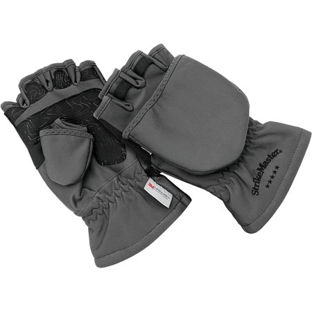 StrikeMaster Five Finger Flip Fishing Mitts - Medium - Gray
