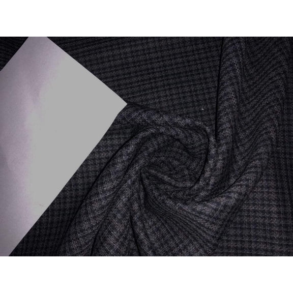 Suiting VERCELLI Super 130S Australian Merino Wool 58" wide BLACK AND GREY COLOR PLAIDS [15672]