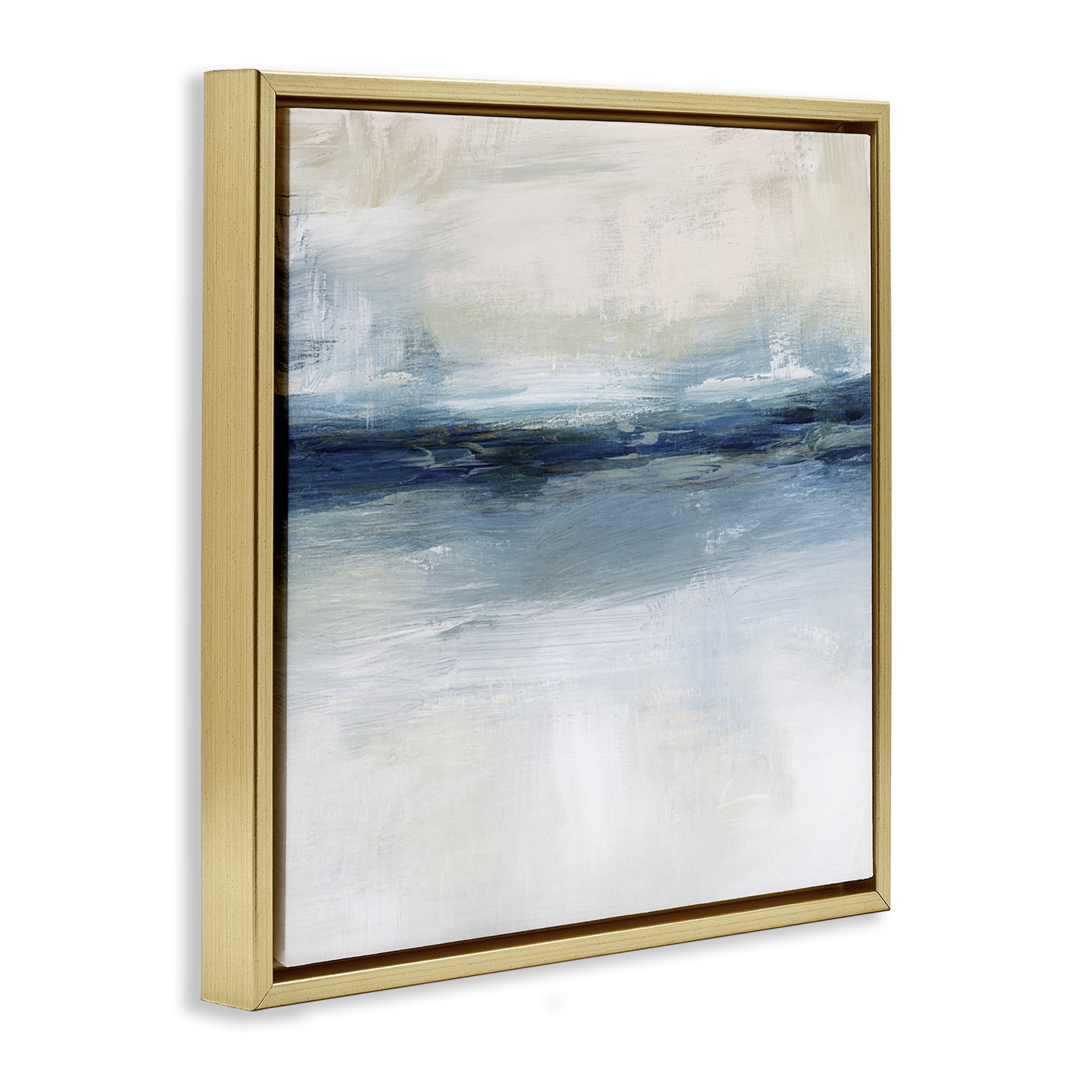 Stupell Industries Timeless Nautical Gloomy Sea Abstract Abstract Painting Gold Floater Framed Canvas Art Print Wall Art, 18 x 18