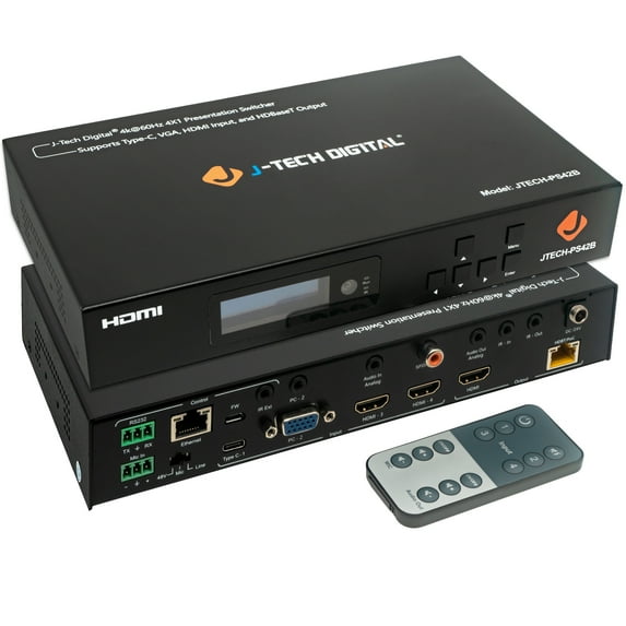 J-Tech Digital JTECH-PS42B HDMI VGA USB-C Presentation Switch