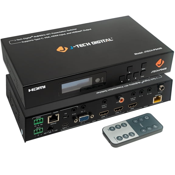 J-Tech Digital JTECH-PS42B HDMI VGA USB-C Presentation Switch
