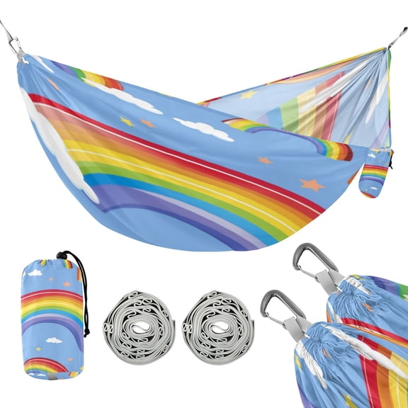 Hammock Camping Hammock Nylon Portable Hammock Travel Camping Hammock Colorful Cartoon Rainbow