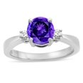 thumbnail image 2 of Star K � 3 Three Stone Round Genuine Amethyst Classic Engagement Promise Ring, 2 of 9
