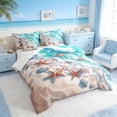 thumbnail image 2 of Manfei Watercolor Beach Wave Seashell Starfish Twin Bedding Sets for Kids Boys and Girls, Coastal Nautical Print Bedding Comforter Set, Reversible 7-Piece, 2 of 6