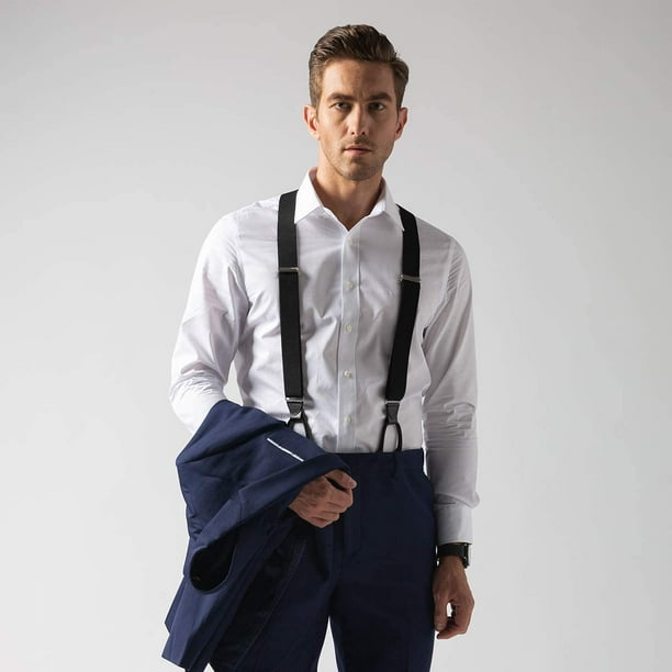 Gray Button End Suspenders