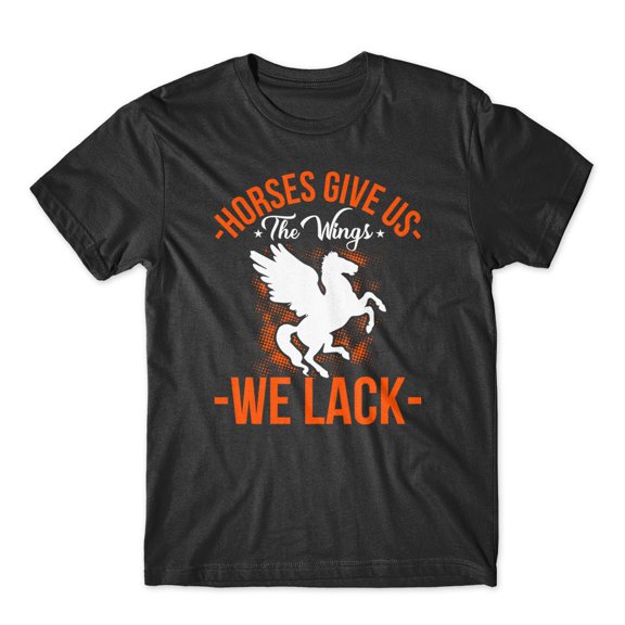 Mighty Circus Horses Give Us The Wings T-Shirt 100% Cotton Premium Tee - Black, Tripple Extra Large