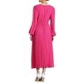 thumbnail image 3 of INSPIRE CHIC Elegant Pleated Dress for Women's Cross V Neck Puff Sleeve Tie Waist A-Line Dresses, 3 of 5