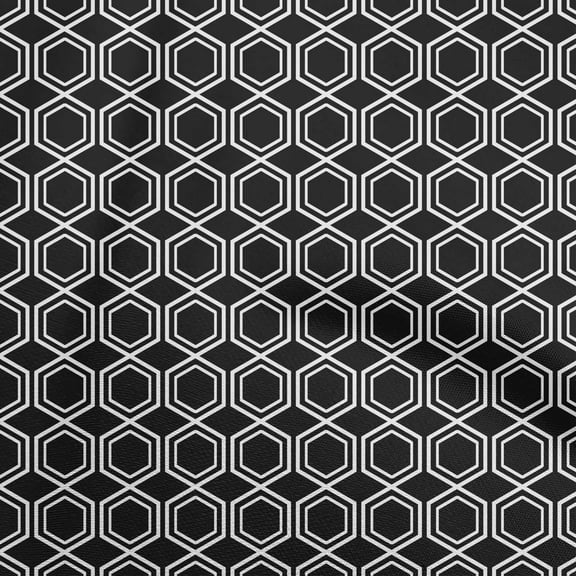 oneOone Polyester Spandex Black Fabric Geometrical Sewing Material Print Fabric By The Yard 56 Inch Wide