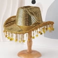 thumbnail image 3 of Vjnyvs Western Cowboy Hat, Sequined Star Tassel Cowboy Hat, Wide Brim Western Bling Headgear Stylish Party Accessory for Women Theme Party Cap, 3 of 7