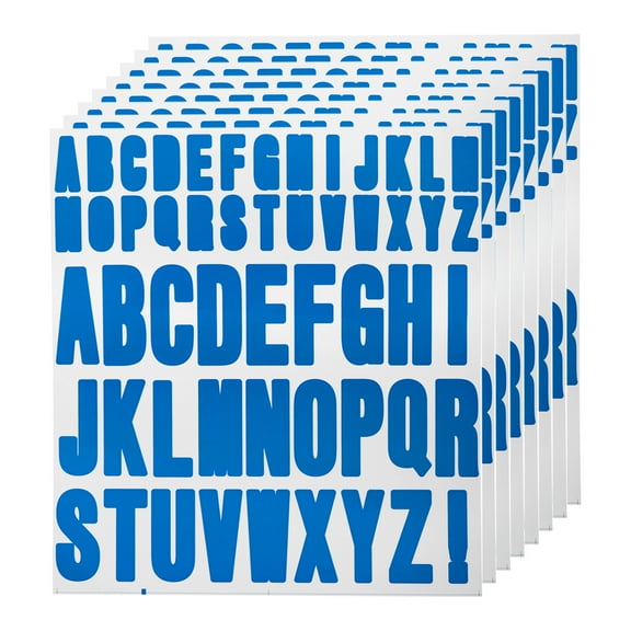 Uxcell 9.1 x 7.7 inches 8 Sheets Letter Stickers Vinyl Letters for Indoor Outside Sticker Decal Blue