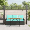 thumbnail image 3 of vidaXL Patio Sofa 3-Seater with Cushions&Table Black Poly Rattan, 3 of 6