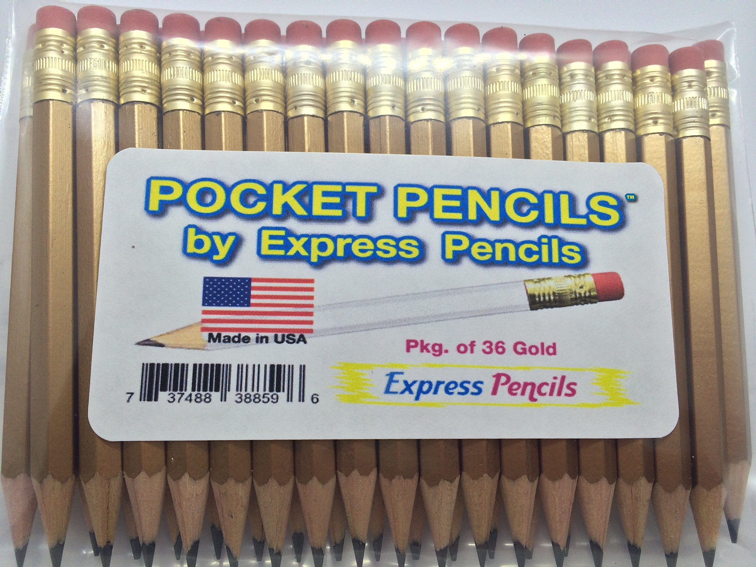 Pocket -#2 Hexagon Golf Classroom Blue Color Choice: Box of 48 Half Pencils with Eraser Pew Sharpened, 