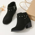 thumbnail image 4 of UngA Kids Ankle Boots Side Zipper Booties Fashion Short Suede Low Heels Boots Girls (Little Kid/Big Kid),Size 11.5, 4 of 9