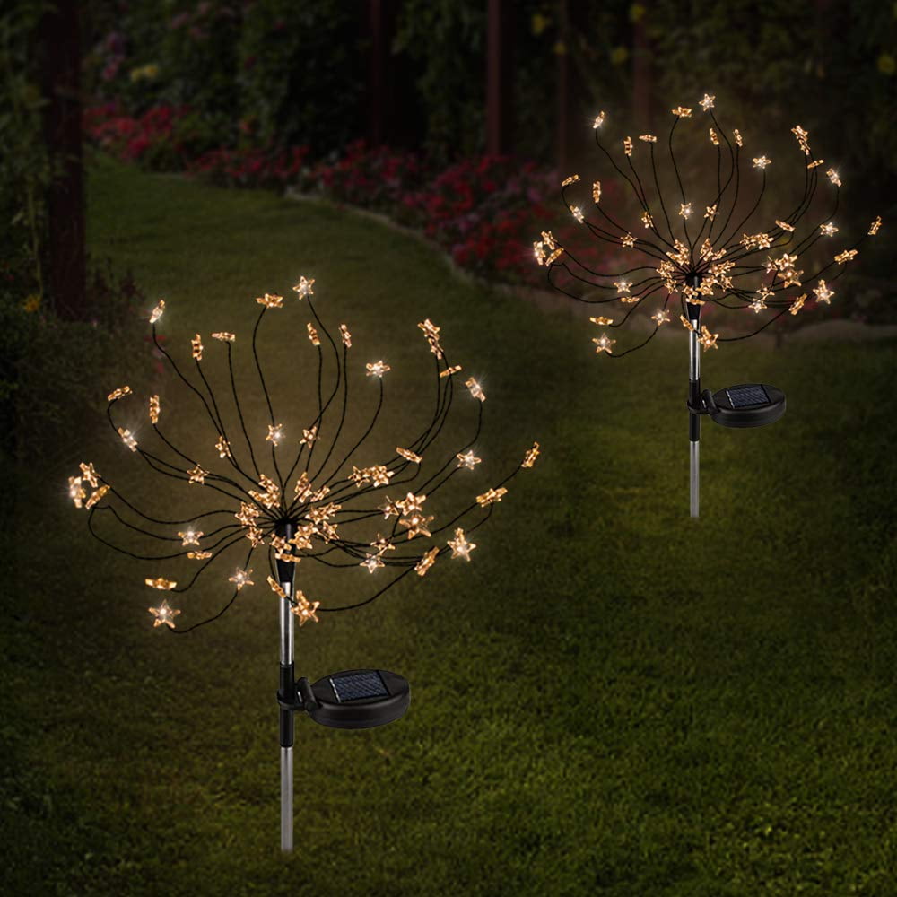 Epicgadget [2 Pack] Solar Star Firework Tree Light, LED Outdoor Star ...