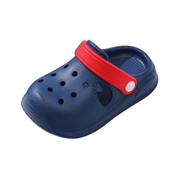 GobdXE Kids Clogs Contrast Color Heel Strap Thick Sole Non Breathable Perforated Adjustable Strap Daily Wear Indoor Outdoor Beach Shower Footwear 12-18 Months,Blue