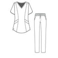 thumbnail image 2 of Adar Pro Scrub Set for Women - Tailored V-Neck Scrub Top & Tailored Yoga Scrub Pants- P9100 - Pewter - 3X, 2 of 3