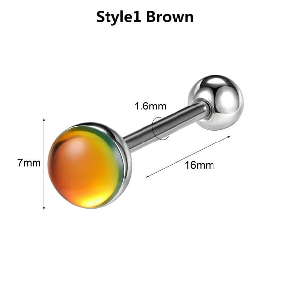 QQTDFG 1 Piece 14g Stainless Steel Tongue Ring Barbell Tongue Piercing Body Jewelry-Style1 Brown