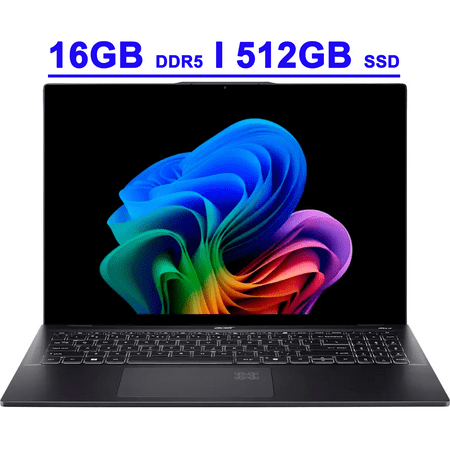 Acer Swift 16 AI Premium AI Copilot+ PC Laptop 16" 3k OLED Touch (100% DCI-P3) Intel 8-core Ultra 7 Series 2 256V 16GB DDR5 512GB SSD Backlit Fingerprint 1440p QHD IR Camera Win11