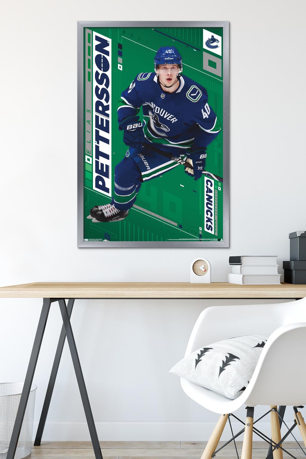 NHL Vancouver Canucks - Elias Pettersson 19 Wall Poster, 22.375" x 34", Framed